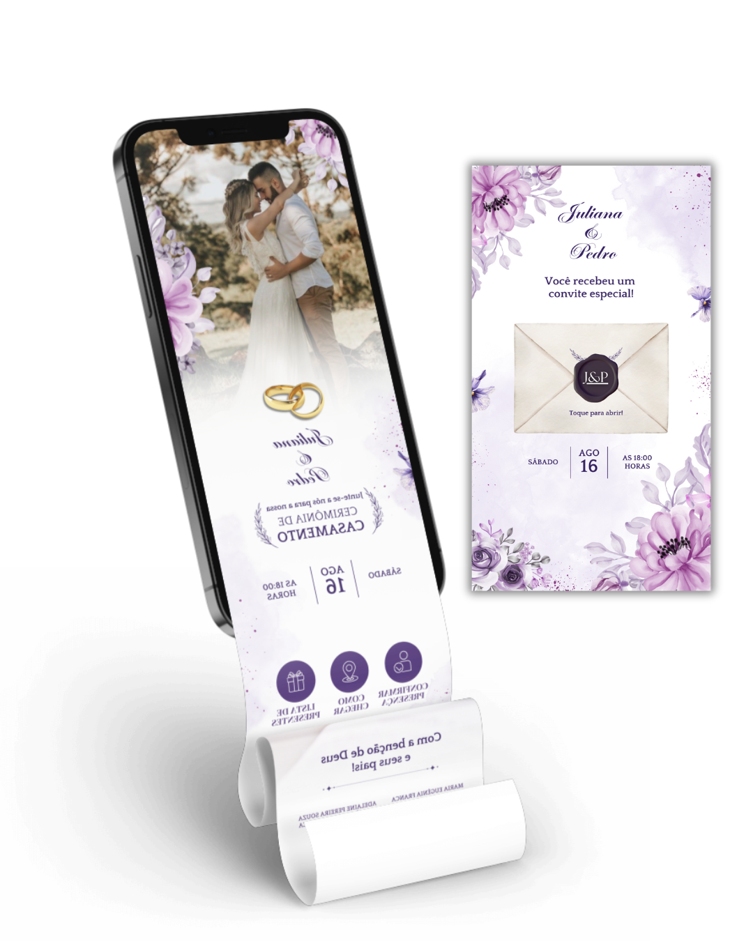 Convite de casamento Interativo Infinito com cartinha