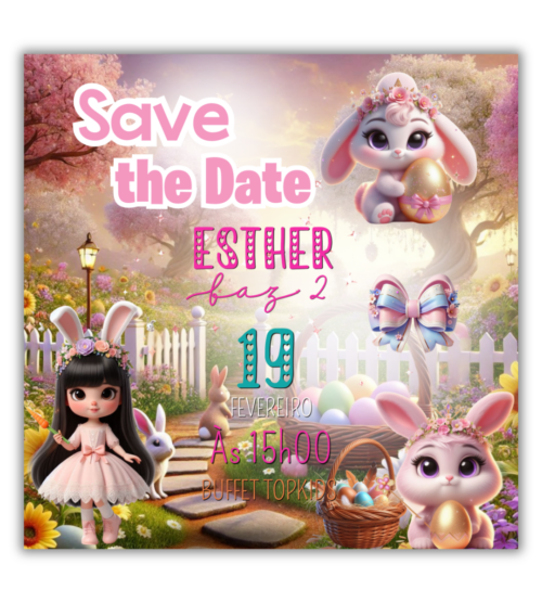 Save the Date Páscoa Menina