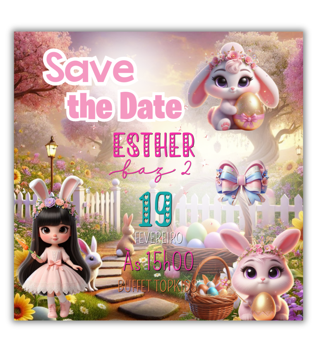 Save the Date Páscoa Menina
