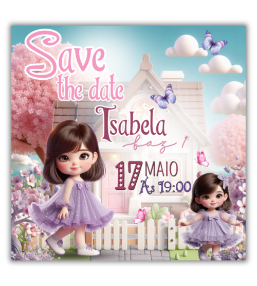 Save the Date Casinha de bonecas Menina