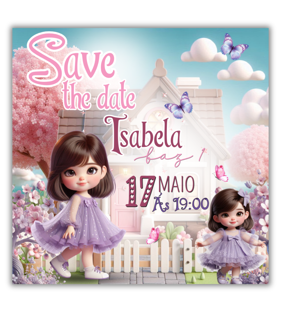 Save the Date Casinha de bonecas Menina