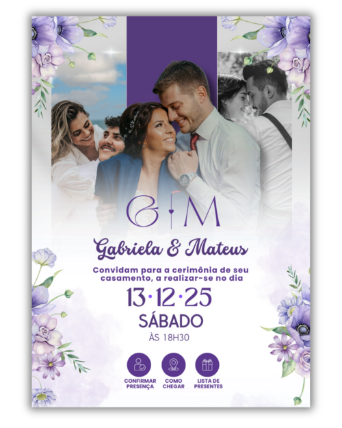 Convite de Casamento Digital - 1 Página (Interativo com foto)